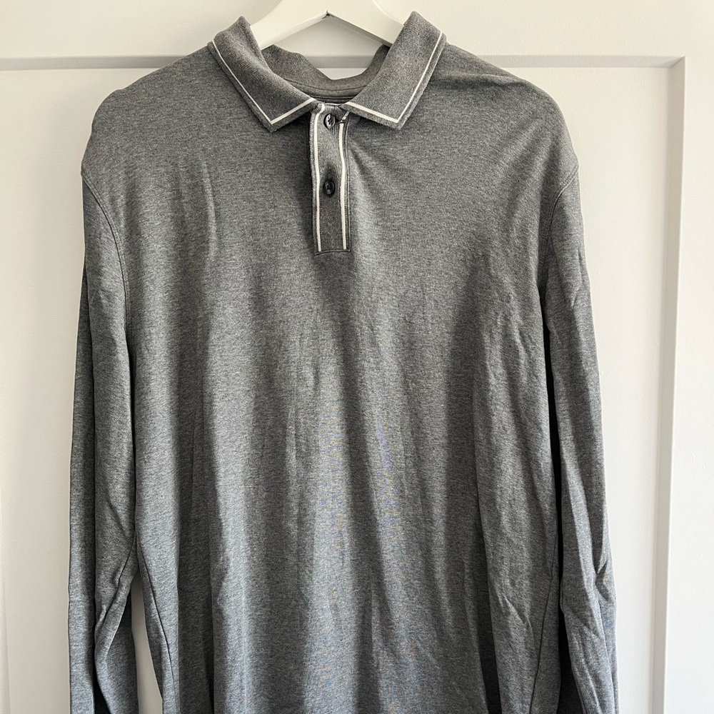 Banana Republic Gray Long Sleeve Polo